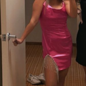 Size small pink sequin tassel dress